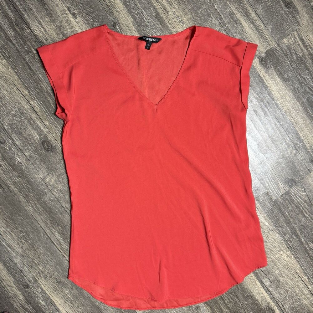 Express Women Sleeveless V-Neck Blouse Red Size S